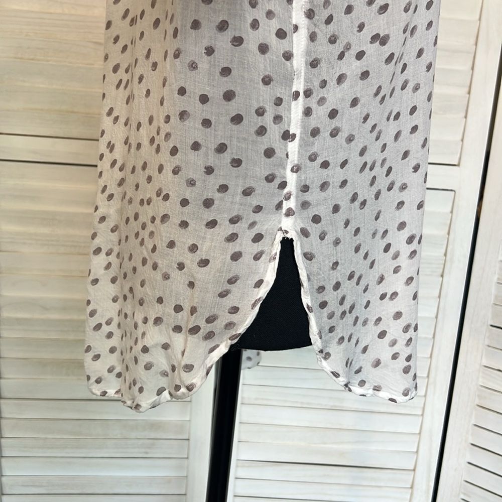 Anthropologie Cloth & Stone Semi Sheer Polka Dot Blouse Top Large - Picture 6 of 11
